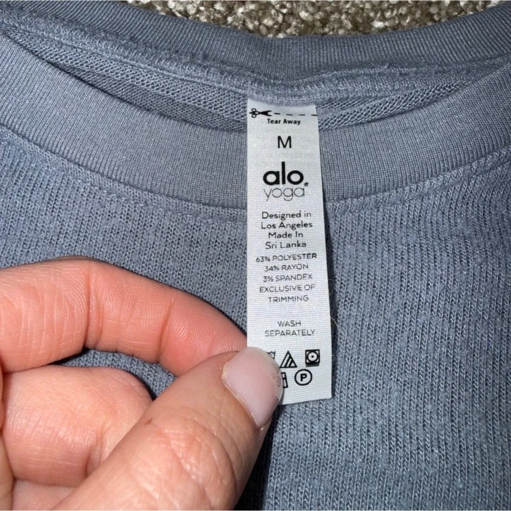 Alo Yoga Soho Sweatshirt Jogger Set Women Medium Blue Grey Good Lounge